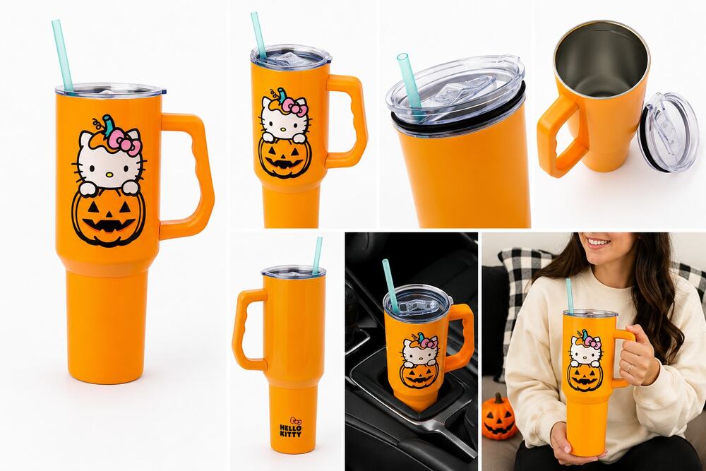 Silver Buffalo Sanrio Hello Kitty Halloween Jack-O'-Lantern 40 oz